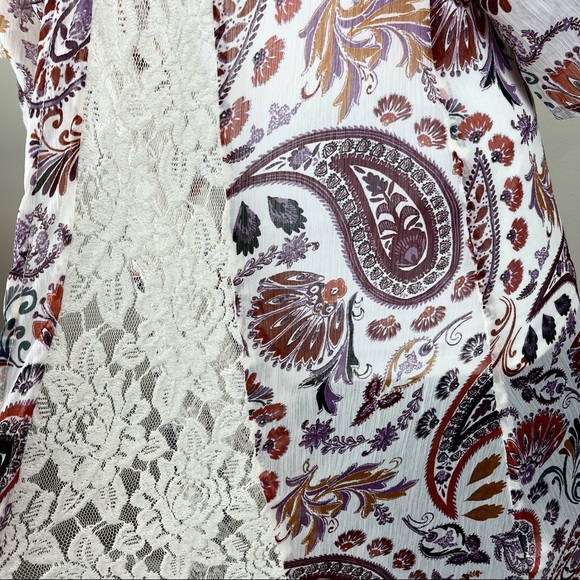 🌟SOLD American Eagle Outfitters kimono duster 3/$25 sheer PAISLEY BoHo FLORAL L - Picture 4 of 14